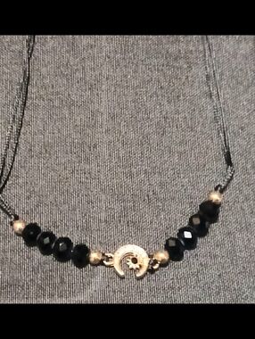 NWT Beaded Choker Necklace / Bracelet in Black and Silver